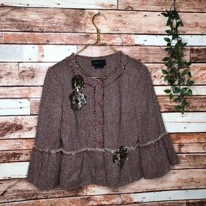 BCBGMaxAzria Tweed Bohemian Classy Jacket Blazer